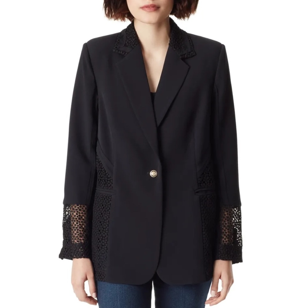 NEW Sam Edelman Women's Willow Lace-Trimmed
Blazer L Black
